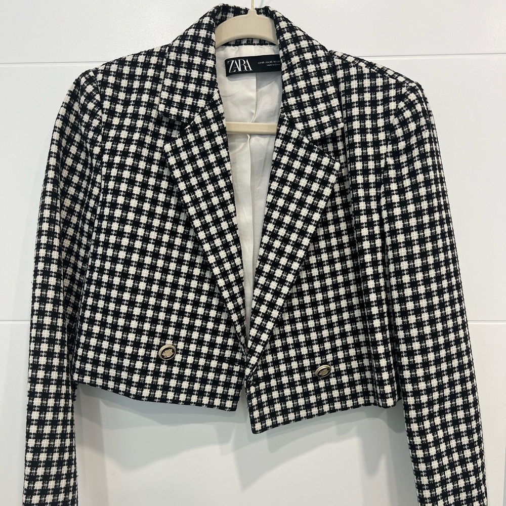 Zara black off white jacket - XS